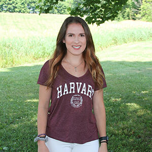 Abby Marshall, DMD24, wearing a Harvard t-shirt