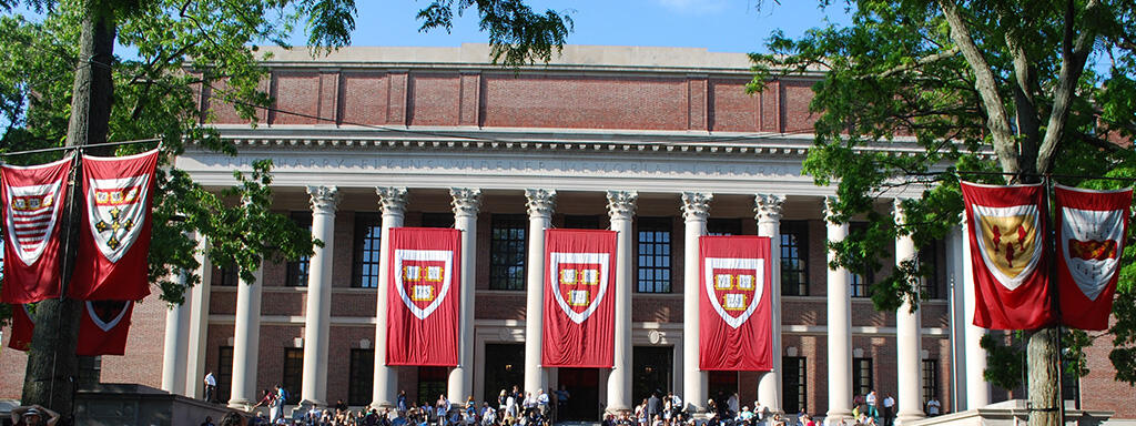 Harvard Yard decorated for commencement