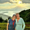 Drs. Eleana Stoufi and Donna Hackley with Rwanda mountains in background