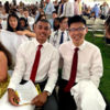 Jordan Middleton (left) with his classmate at HSDM's White Coat Ceremony